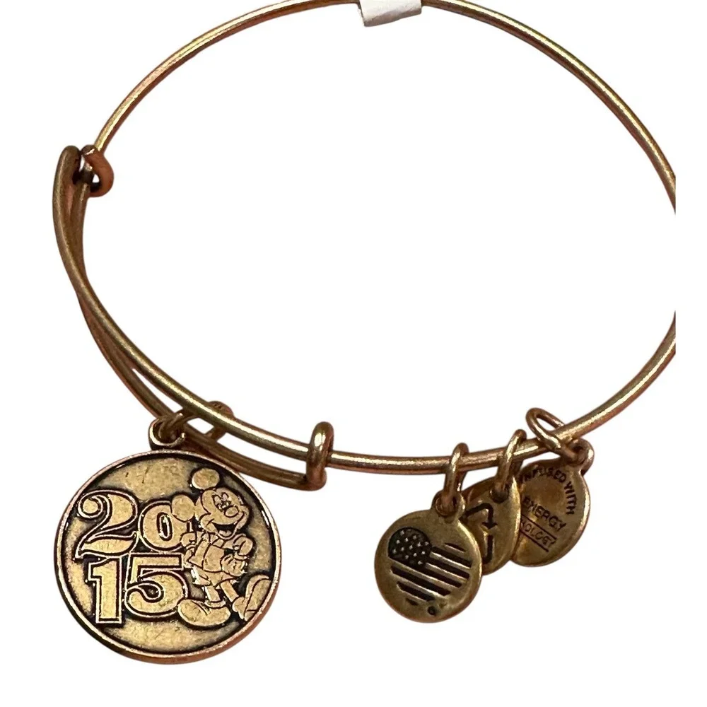 2015 Mickey Mouse Alex & Ani Bracelet‎ Dated Disney Parks Gold Tone